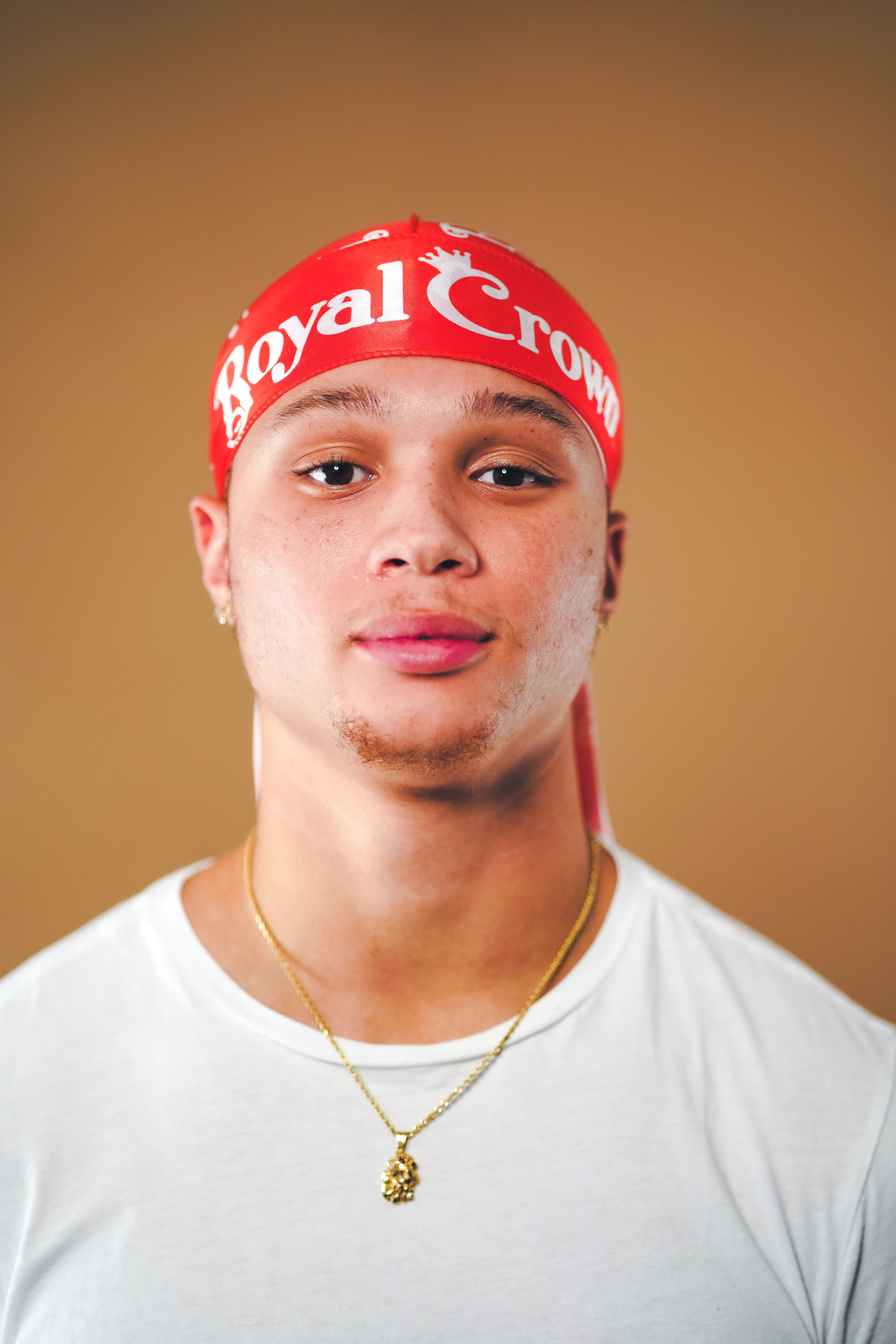 red and white silk durag