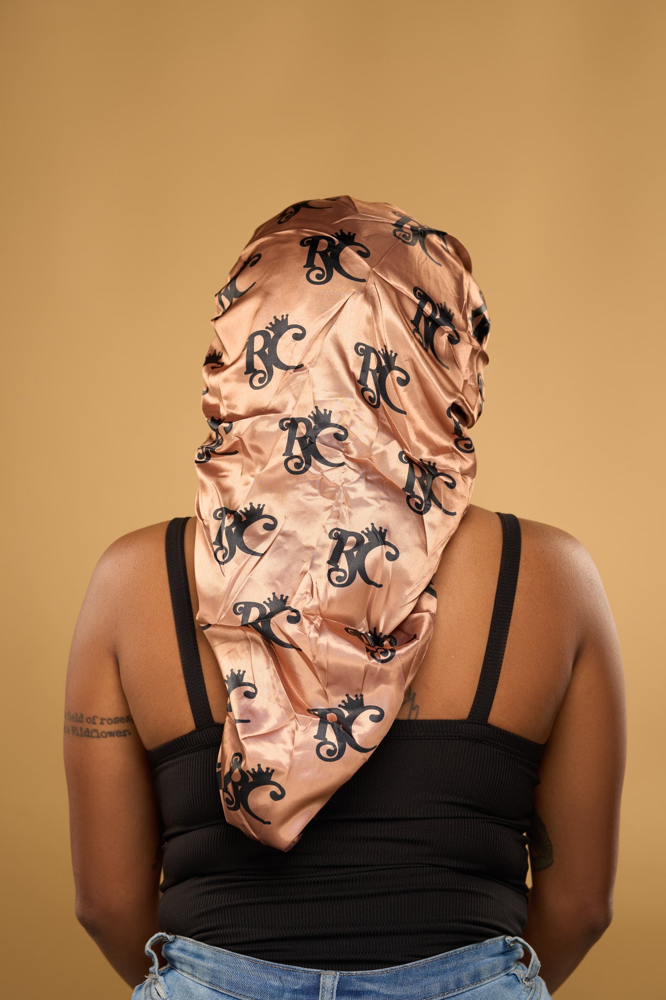 double satin layered gold long bonnet