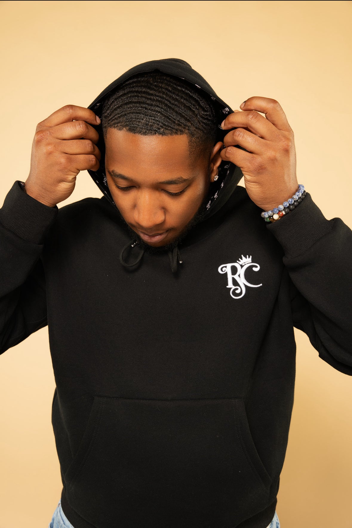 black satin lined hoodie