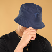 navy blue satin lined bucket hat