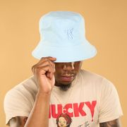 baby blue satin lined bucket hat