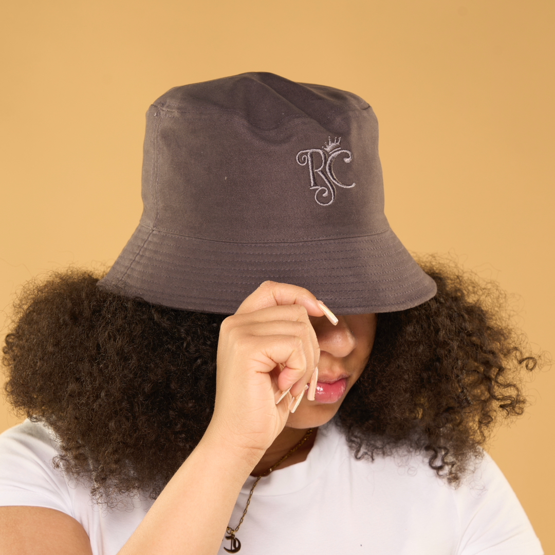 grey satin lined bucket hat