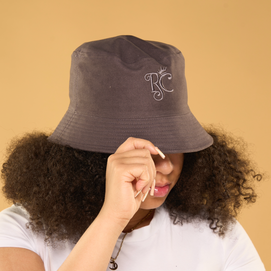 grey satin lined bucket hat