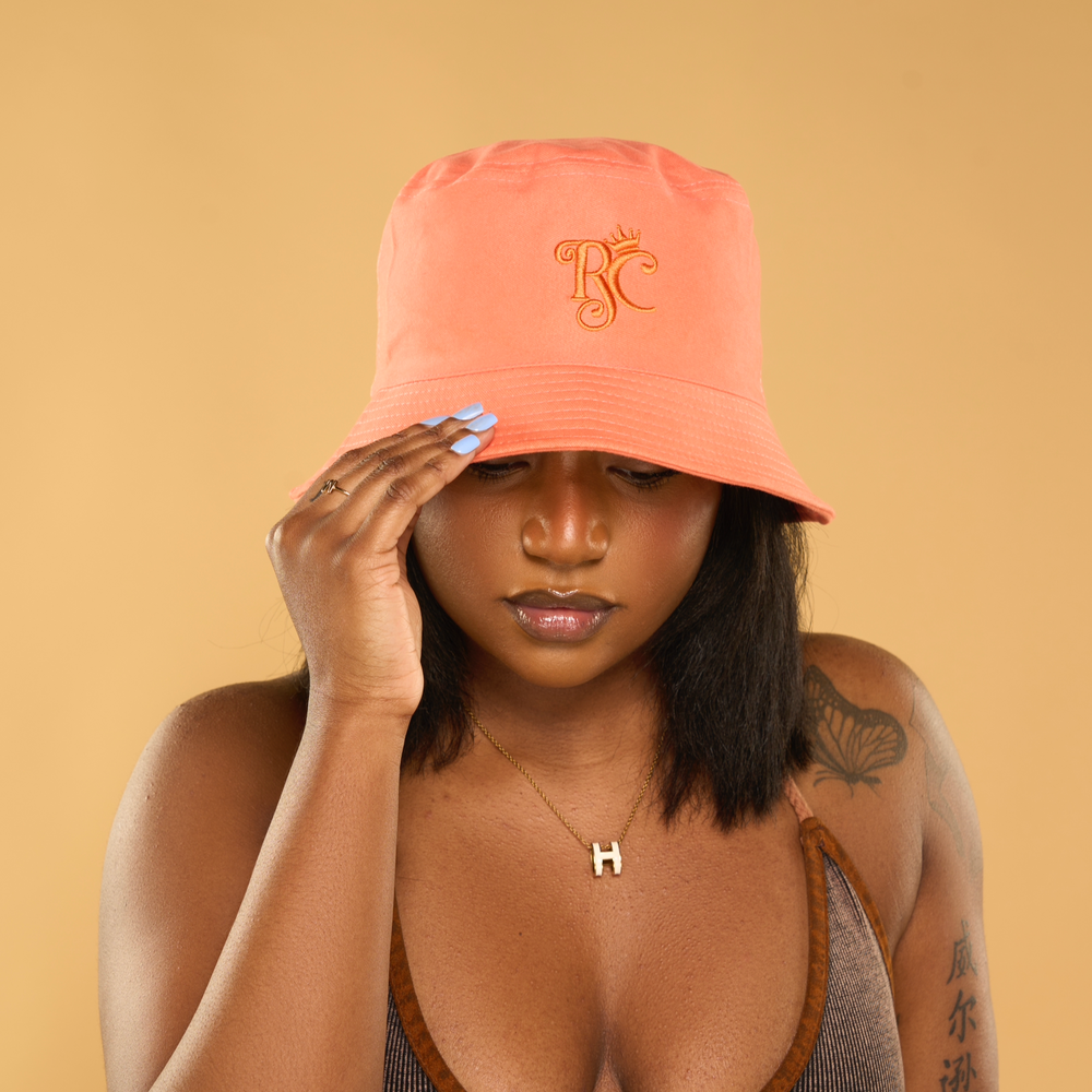 orange satin lined bucket hat