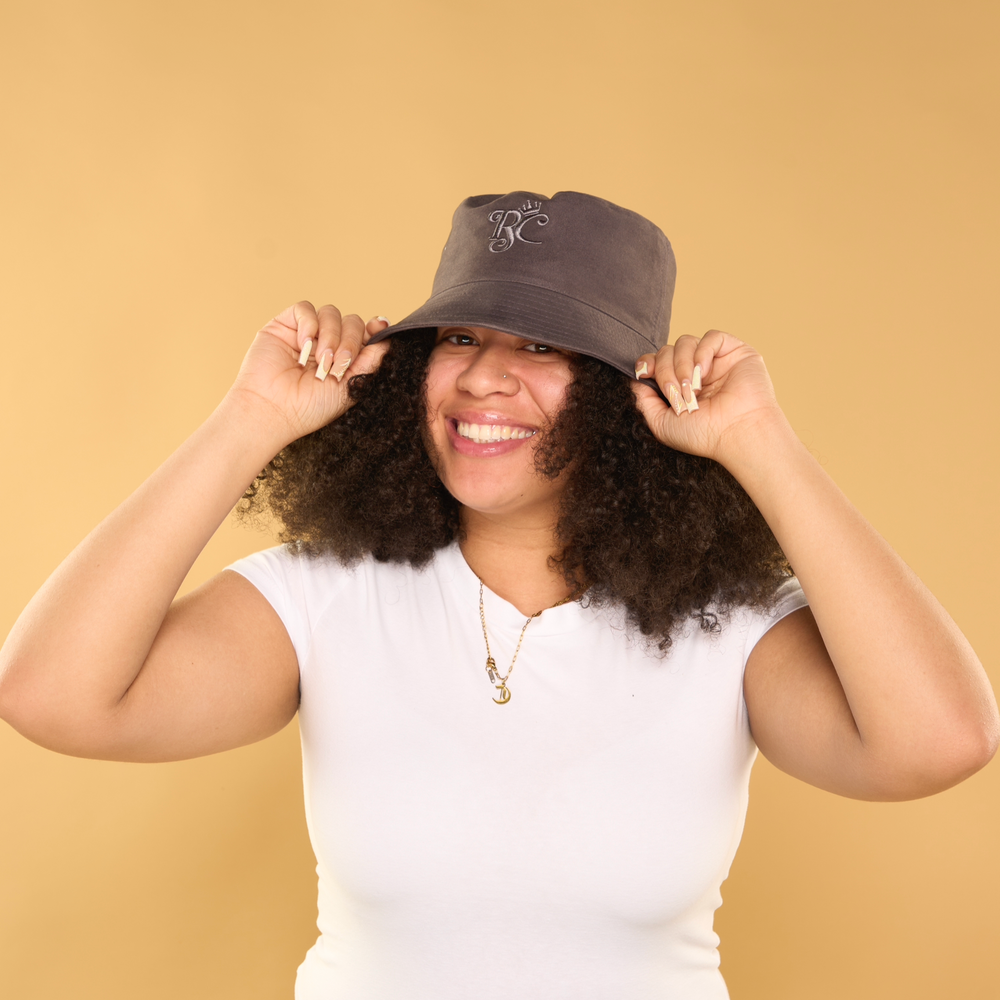 grey satin lined bucket hat