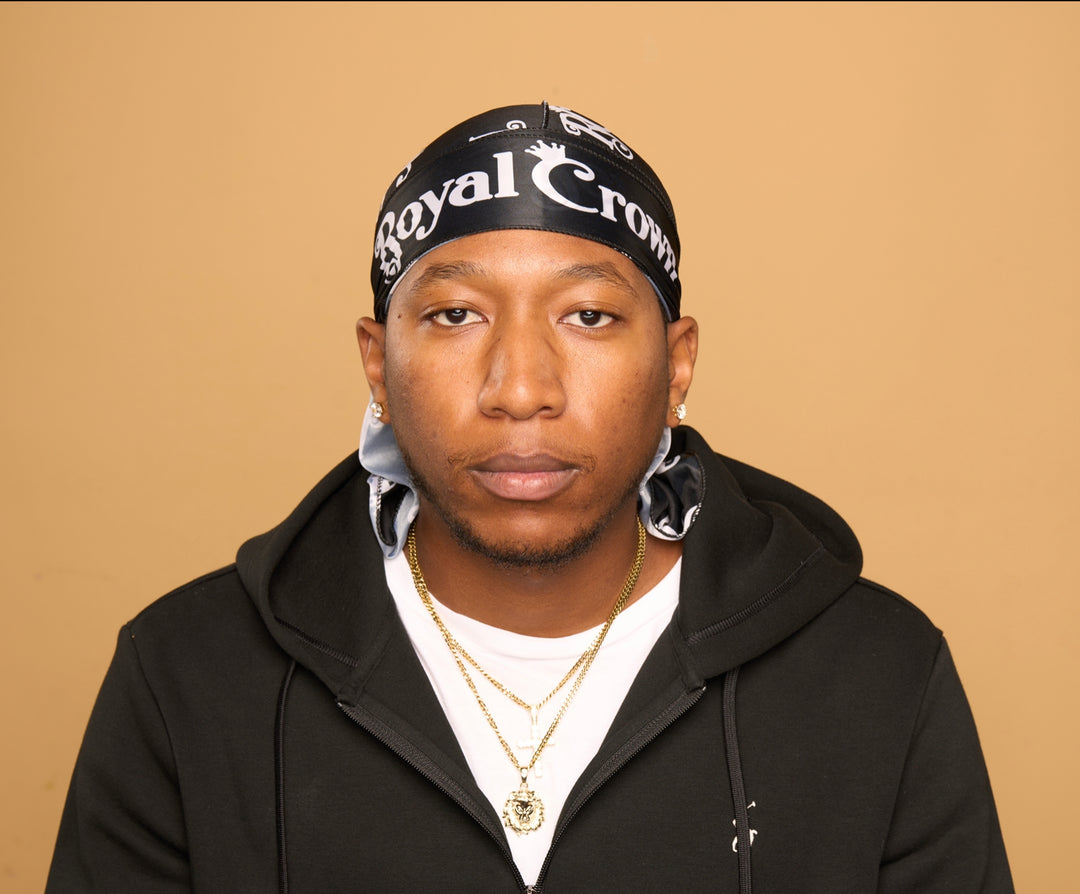 black and white silk durag
