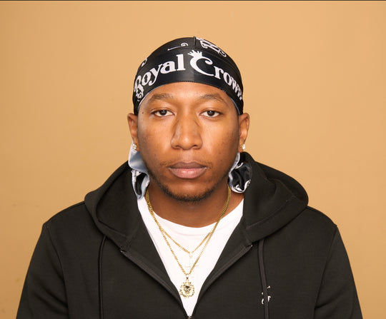 black and white silk durag
