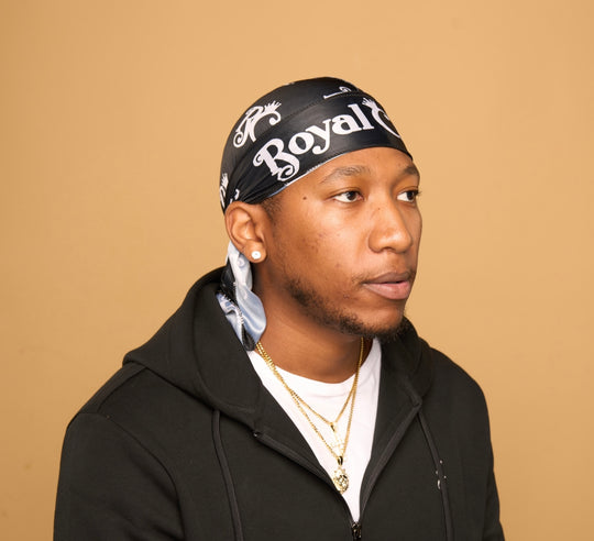 black and white silk durag