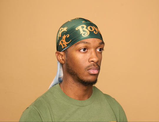 green and orange silk durag