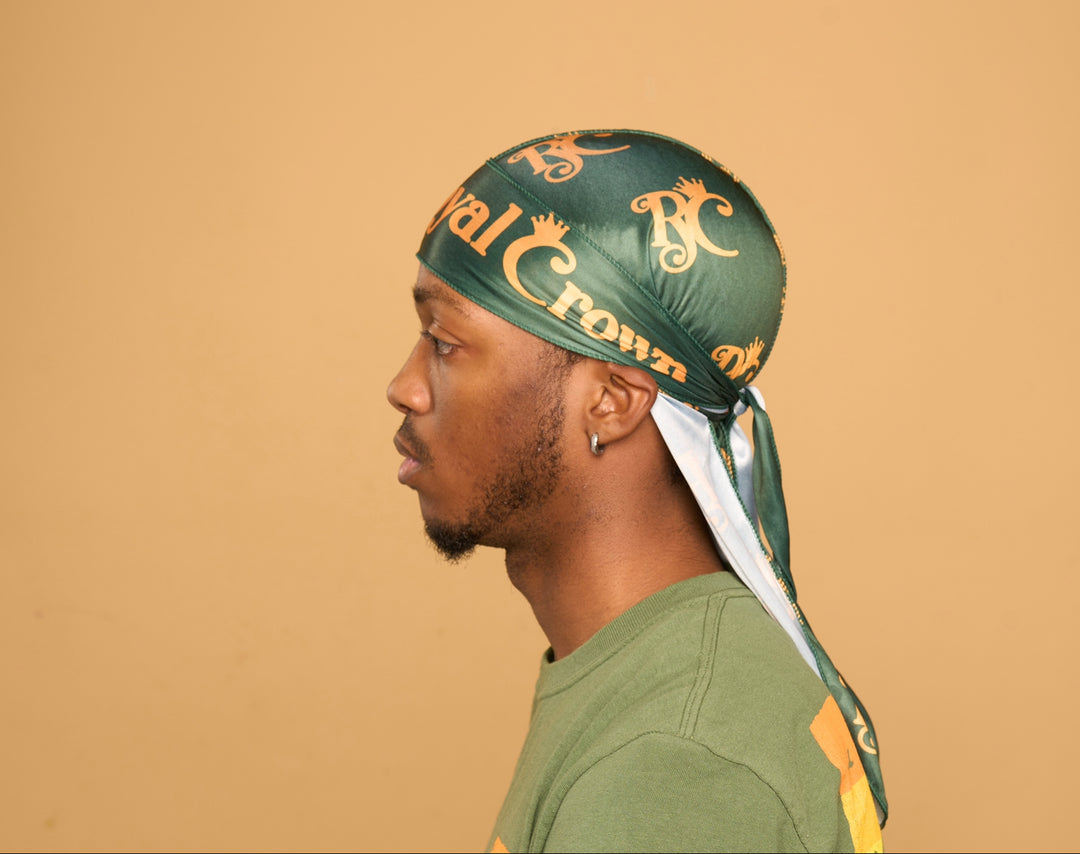 green and orange silk durag