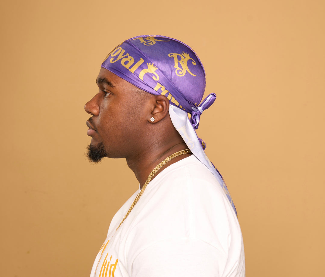 purple and gold silk durag