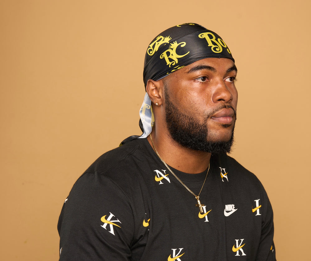 black and yellow silk durag