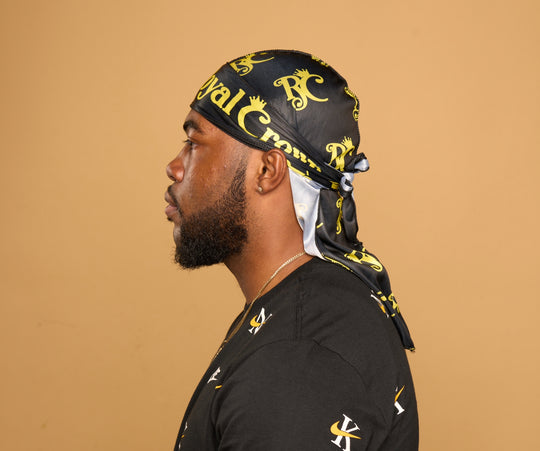 black and yellow silk durag