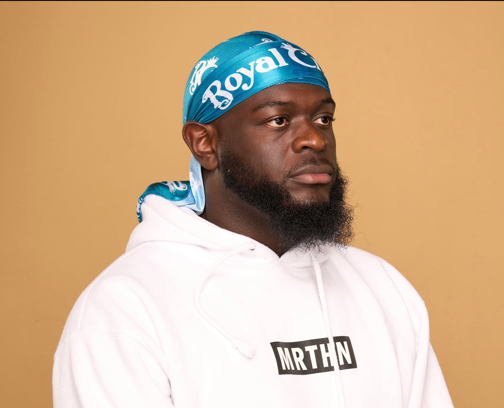 teal and white silk durag
