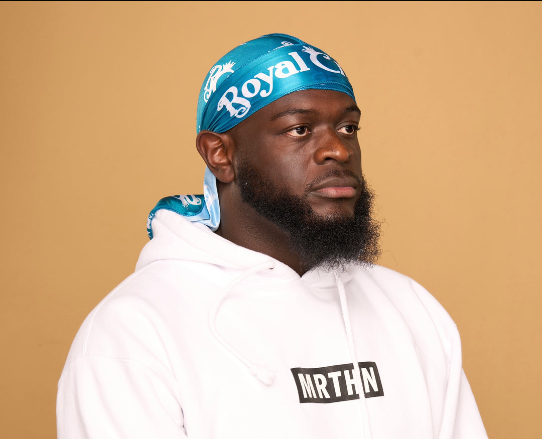 teal and white silk durag