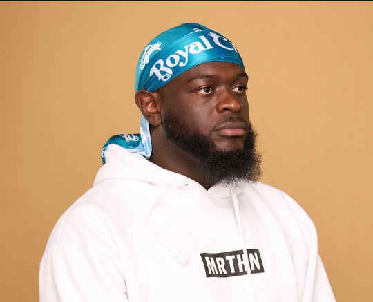 teal and white silk durag