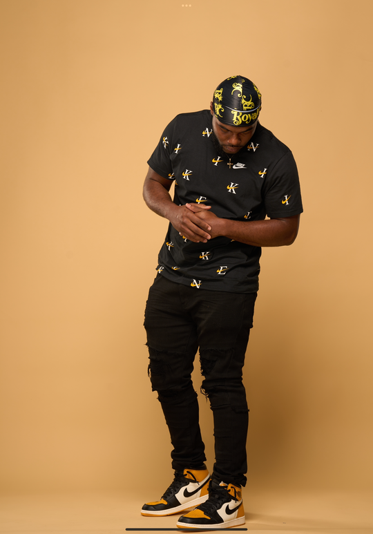 black and yellow silk durag
