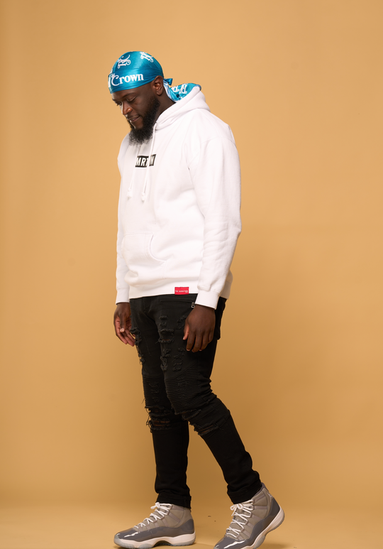 teal and white silk durag