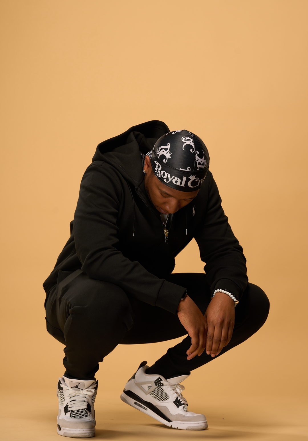 black and white silk durag