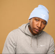 baby blue satin lined beanie