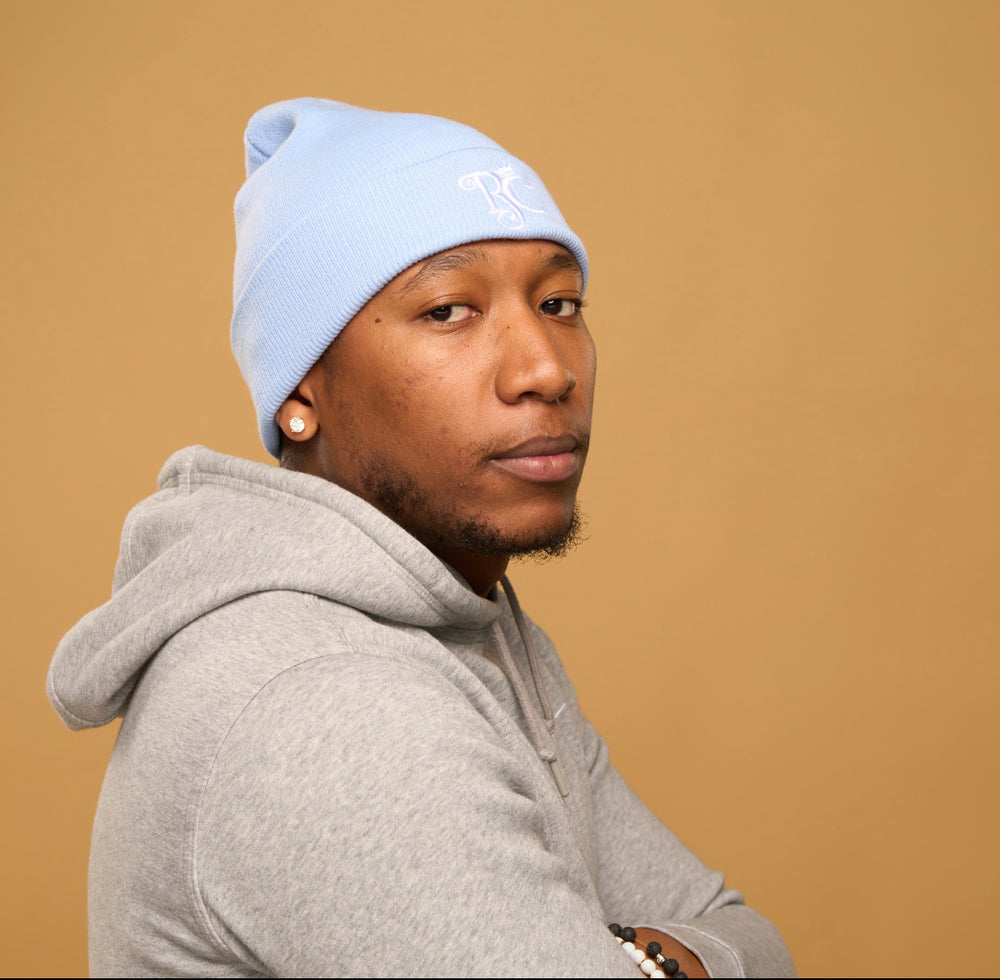 baby blue satin lined beanie