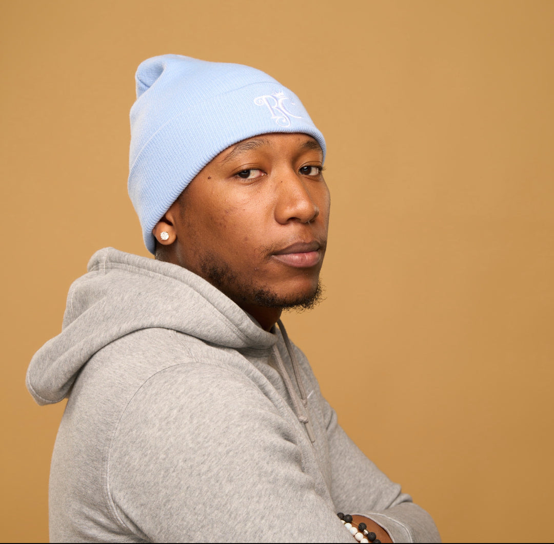 baby blue satin lined beanie
