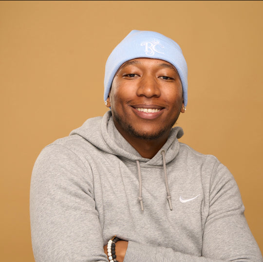 baby blue satin lined beanie