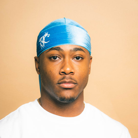 Sky Blue Royal Crown Velvet Durag