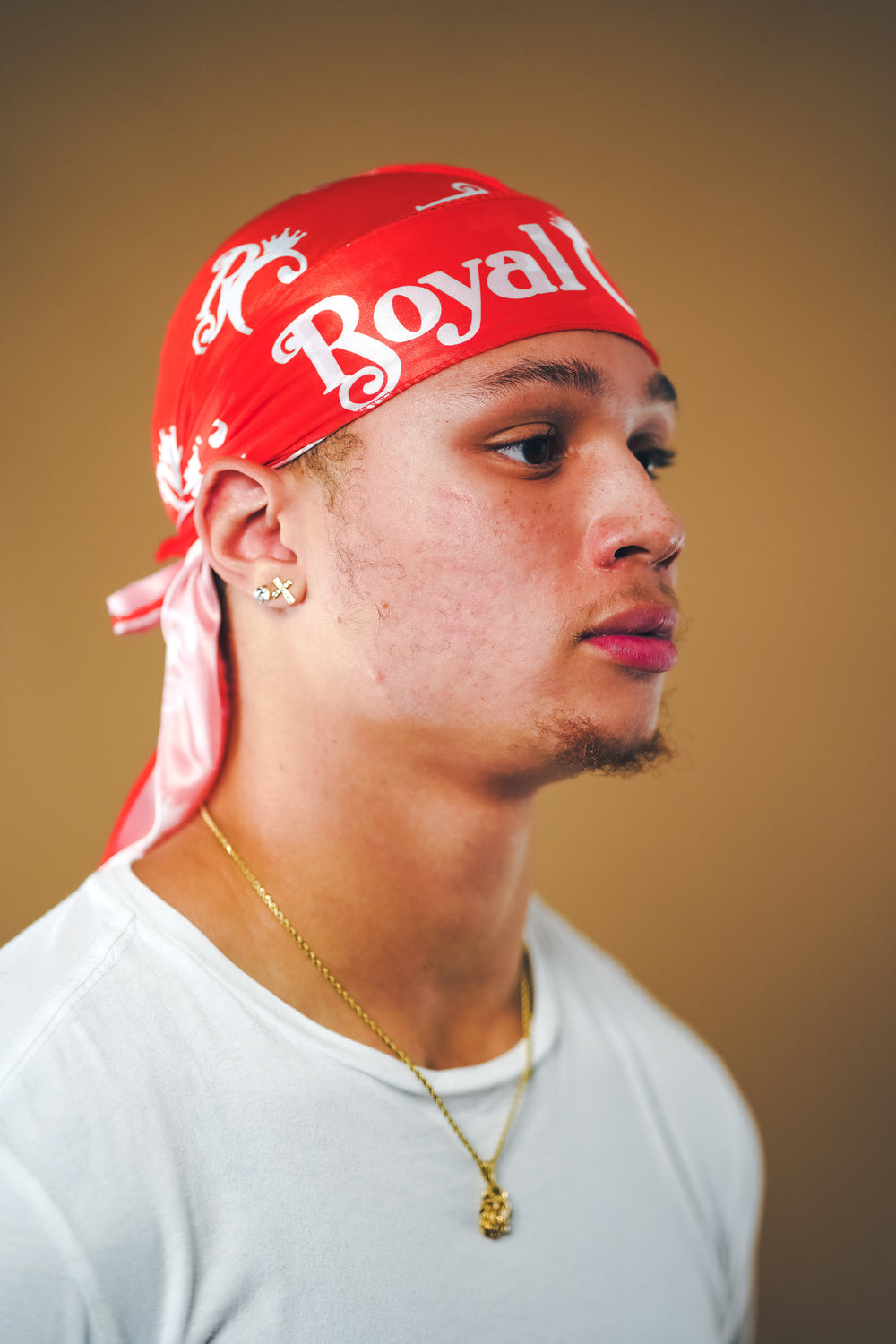 red and white silk durag