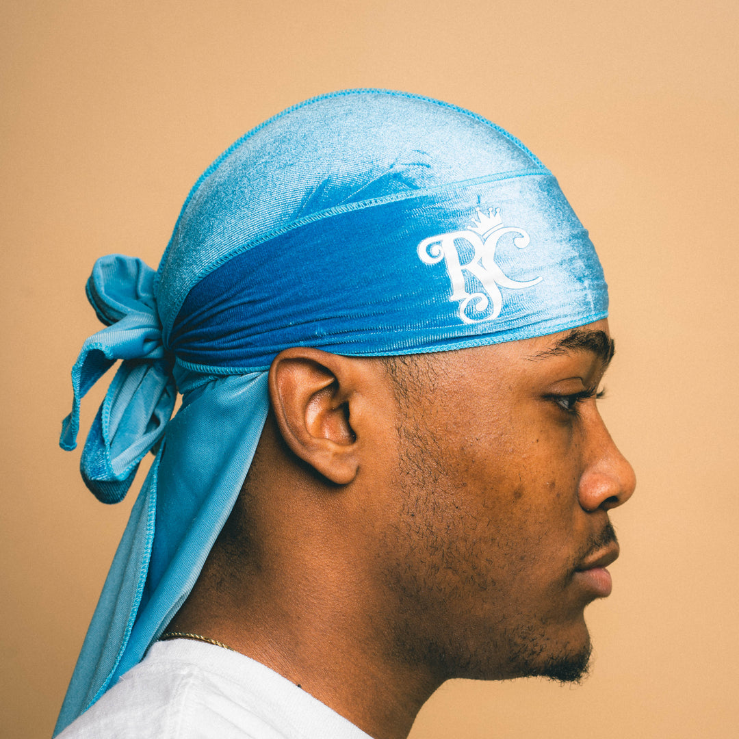 Sky Blue Royal Crown Velvet Durag