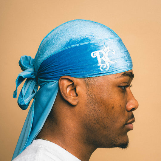 Sky Blue Royal Crown Velvet Durag