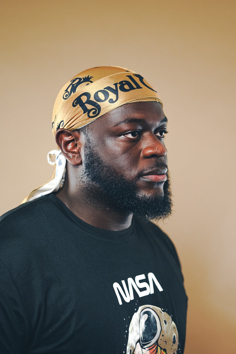 gold and black silk durag
