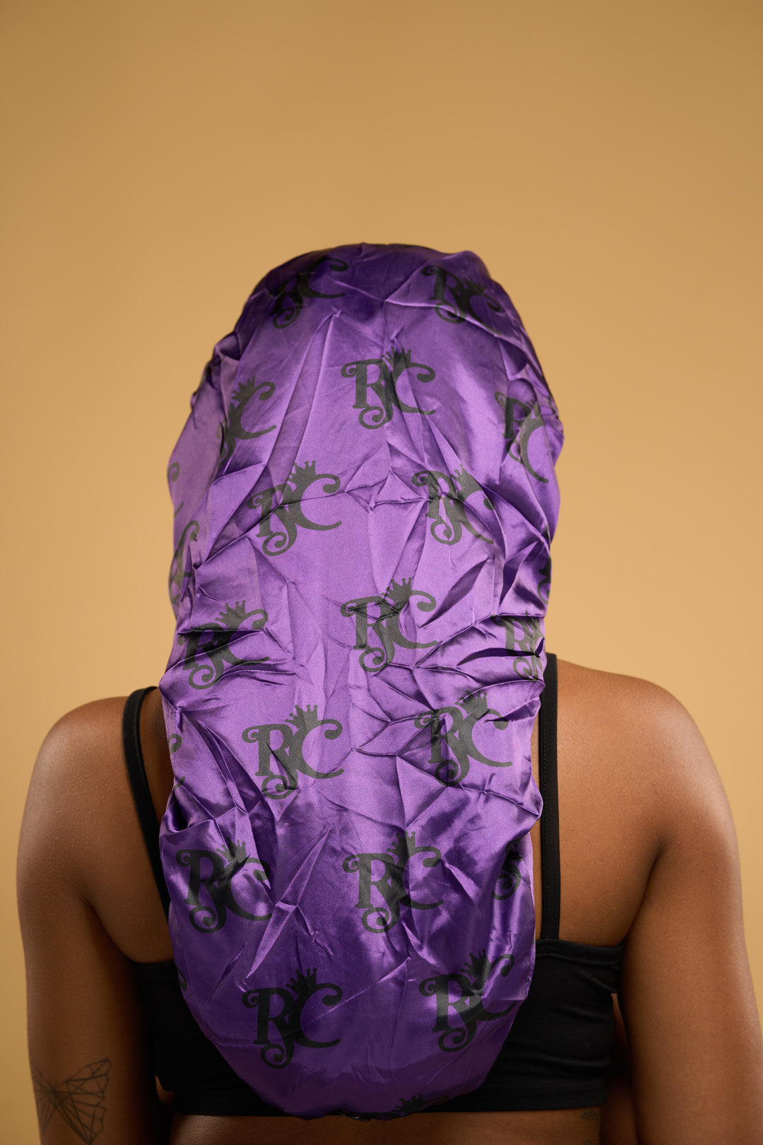 double satin purple long bonnet