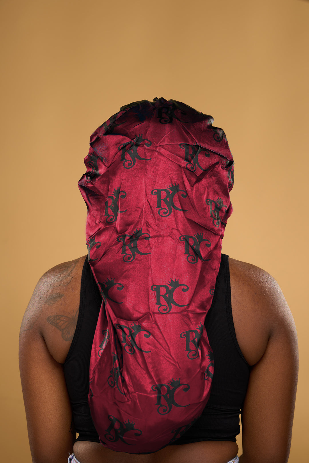 double satin wine long bonnet